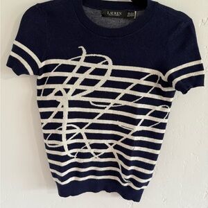 Lauren By Ralph Lauren sz. xxs Navy and White Striped Sweater